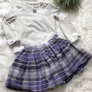 Floraine Girls Made in France Purple Plaid Skirt Set Size 4